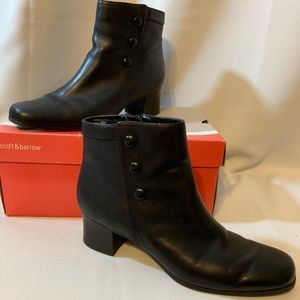 Croft & Barrow Cerise Black Leather Ankle Booties